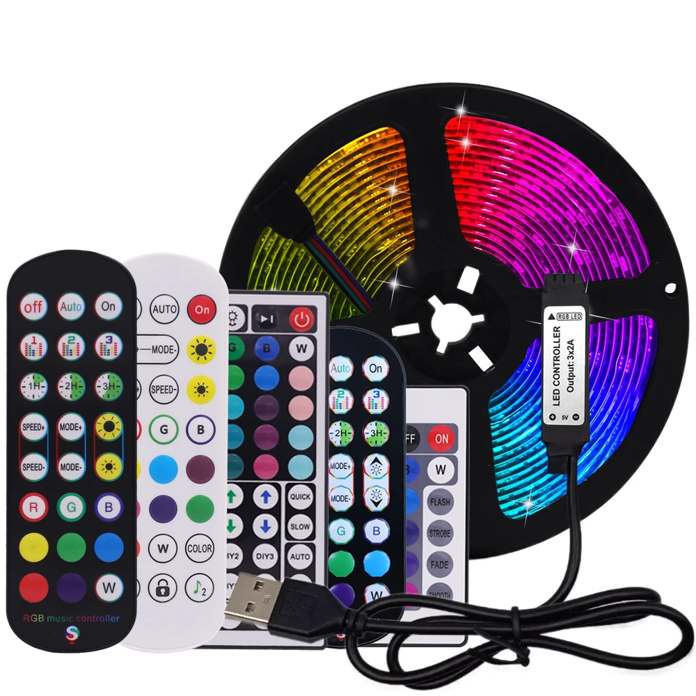 5V USB RGB LED Streifen Licht Bluetooth-kompatibel APP/ IR Fernbedienung SMD 5050 Lichter LED Band hintergrundbeleuchtung Für TV Dekor Schwarz PCB