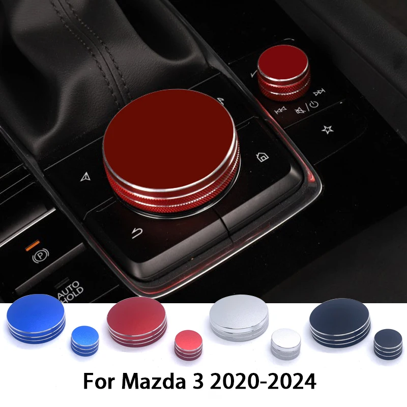 2 szt. Metalowe nakładki dekoracyjne na pokrętła sterowania mediów i głośności w konsoli środkowej do Mazda 3…