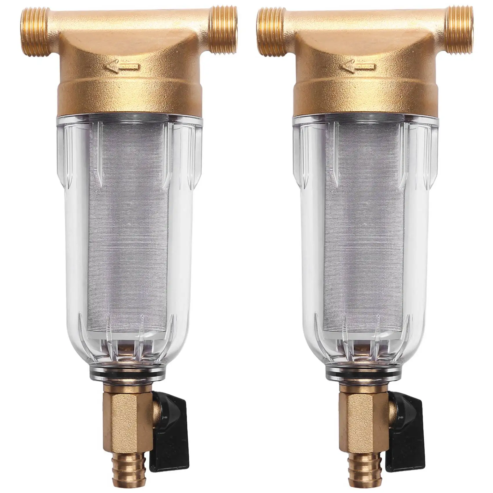 2X 4 Split-Mouth Water Filters Front Purifier Copper Lead Pre-Filter Backwash Remove Rust Contaminant Sediment Pipe-Y48A