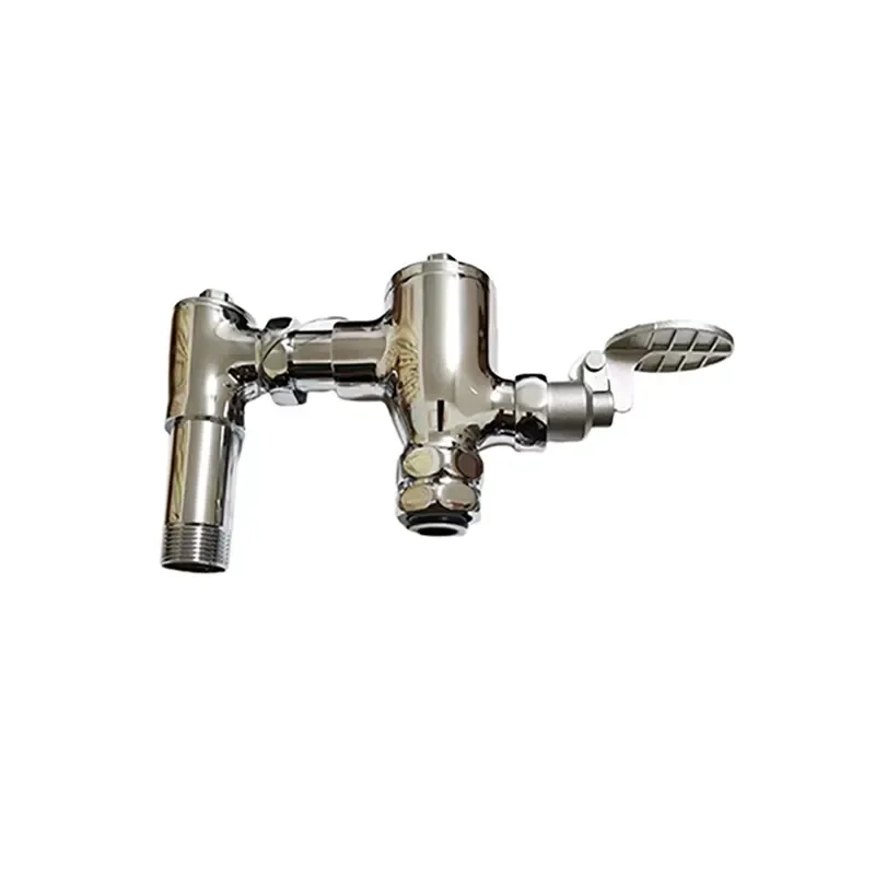 Brass Wall Mounted Delay Foot Pedal Bidet Toilet Flush Valve Eco-Friendly Modern Design Single Flush 25-80 psi Pressure