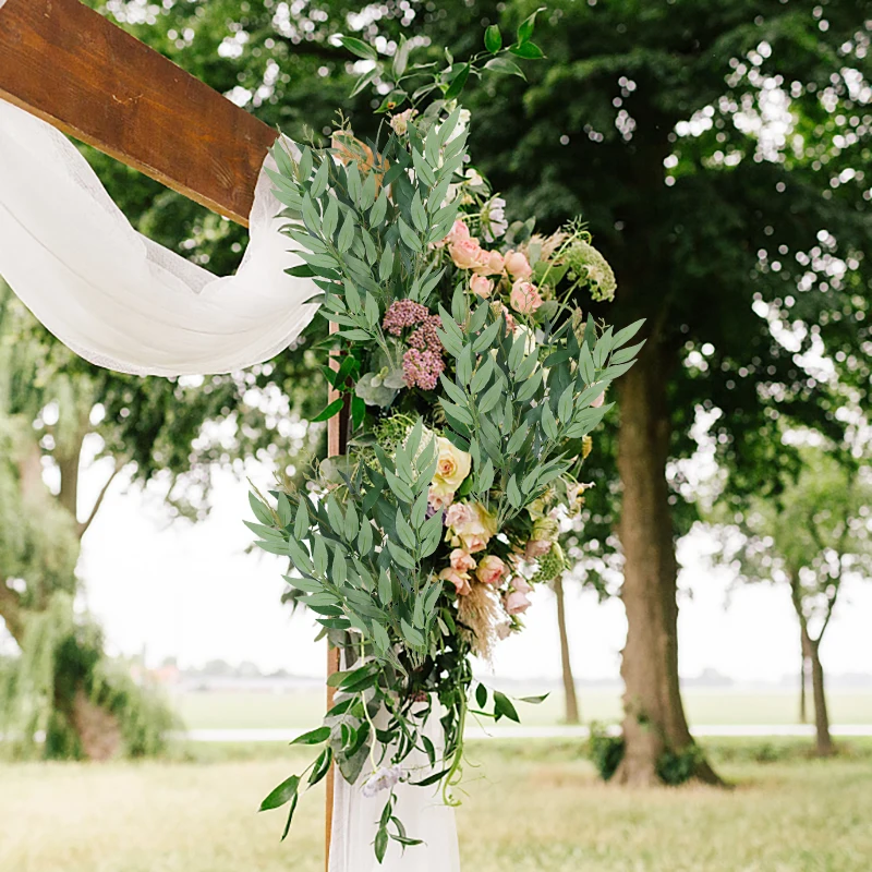 أوراق صفصاف الأوكالبتوس الاصطناعية ، باقات نباتات مزيفة لعروس الزفاف ، ديكور بترتيب الزهور المنزلية ، إكليل الكريسماس ، 50 * #4