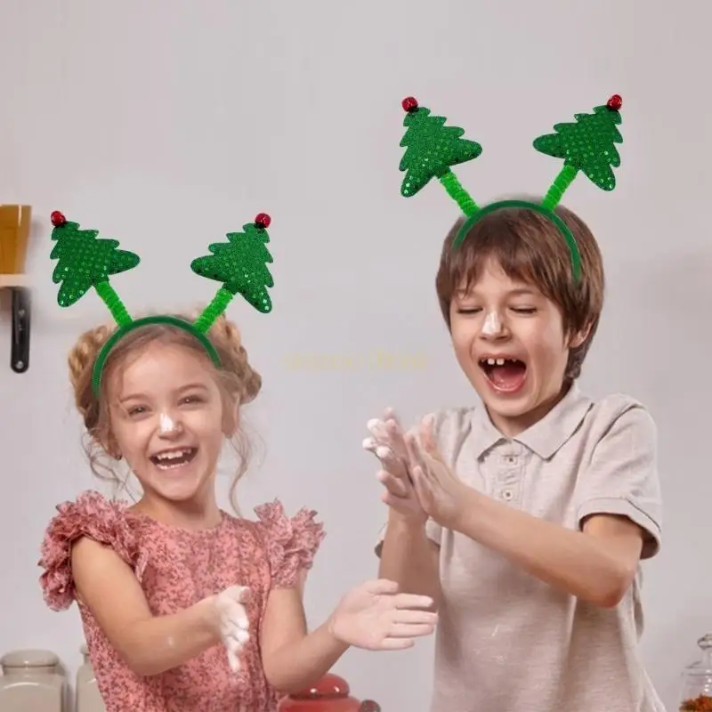 

31BF Shining Headband Sequins Christmas Tree Hairband Festival Party Headpiece