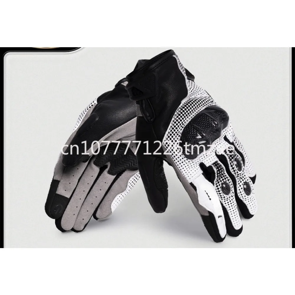 Riding Hole Breathable Leather Gloves off-Road Anti-Fall Carbon Fiber Case Knight Protective Gloves