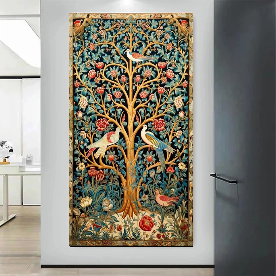 Forest trees Flower Birds Diamond Painting William Morris Crafts Mosaic Cross Stitch Kits Full Diamond Embroidery Home Decor