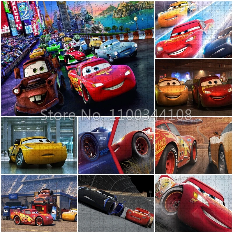 Disney Cartoon Lightning McQueen Cars Puzzel 300/500/1000 Stuks Legpuzzels Intelligentie Spel voor Kinderen Handgemaakte Speelgoed