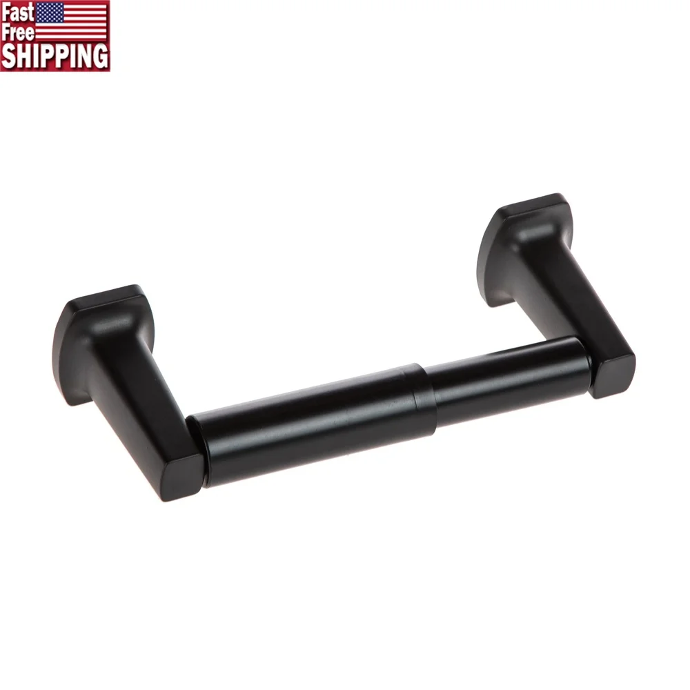 

Wall Mounted Toilet Paper Holder Matte Black Ergonomic Zinc Alloy Resistant Includes Hardware Ideal for Modern Bathroom Decor