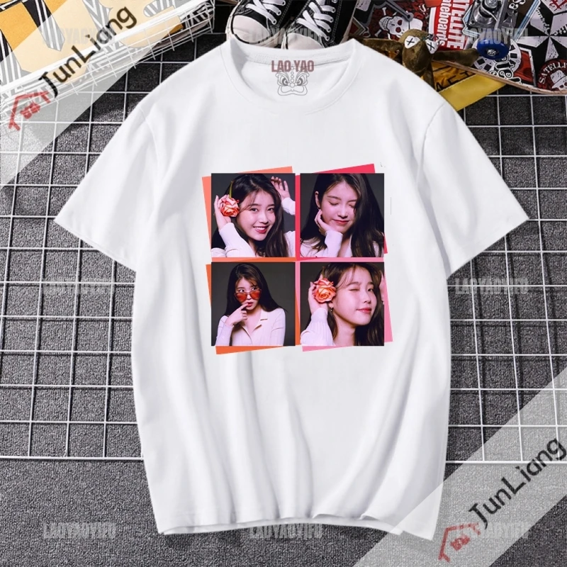 Lee Ji Eun Korean Fashion Woman Blouse 2023 Iu T-shirts Music Pop Clothes for Women Womens Tops and Blouses Aesthetic Clothing