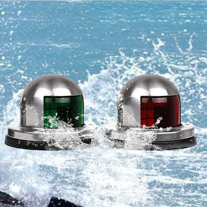 Stainless Steel 12V LED Bow Navigation Light Red Green Sailing Signal Light for Marine Boat Yacht LED Starboard and Port