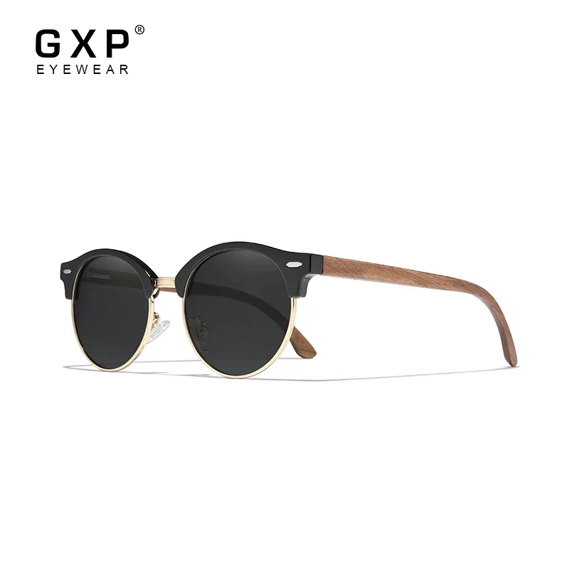 

GXP Handmade Wood Sunglasses High Quality Men Women Polarized UV400 Black Walnut TR90 Spliced Frame Fashion Optical Glasses