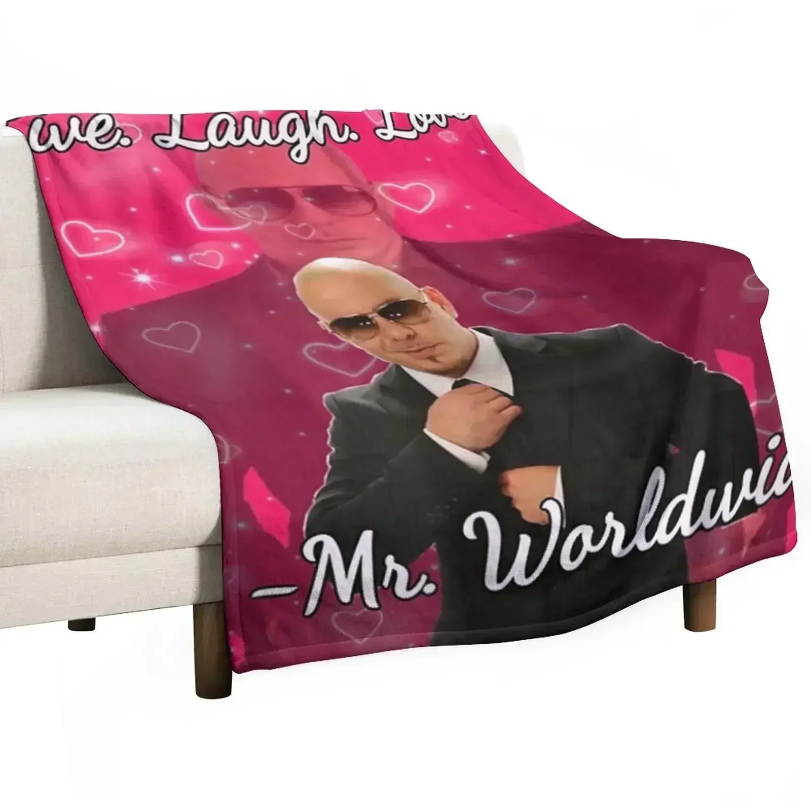 Mr Worldwide Pitbull Valentine Throw Blanket Giant Sofa Vintage Sleeping Bag Weighted Plaid on the sofa Blankets
