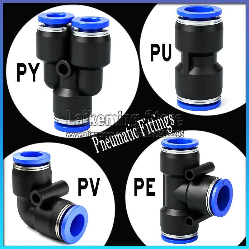 1 Unidad Conector Neumático Rápido para Tubería, Acoplamiento de Manguera de Agua de Empuje Rápido 4mm 6mm 8mm 10mm 12mm 14mm PU PY PE