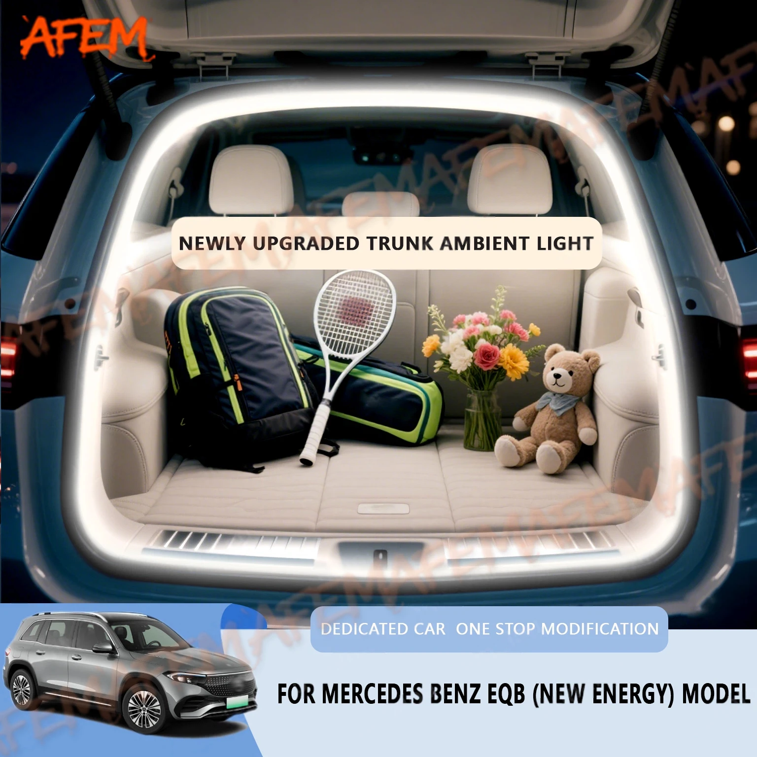 For Mercedes Benz EQB new energy  Trunk light modification light Atmosphere lights White warm white Rear Trunk LED Light Bar