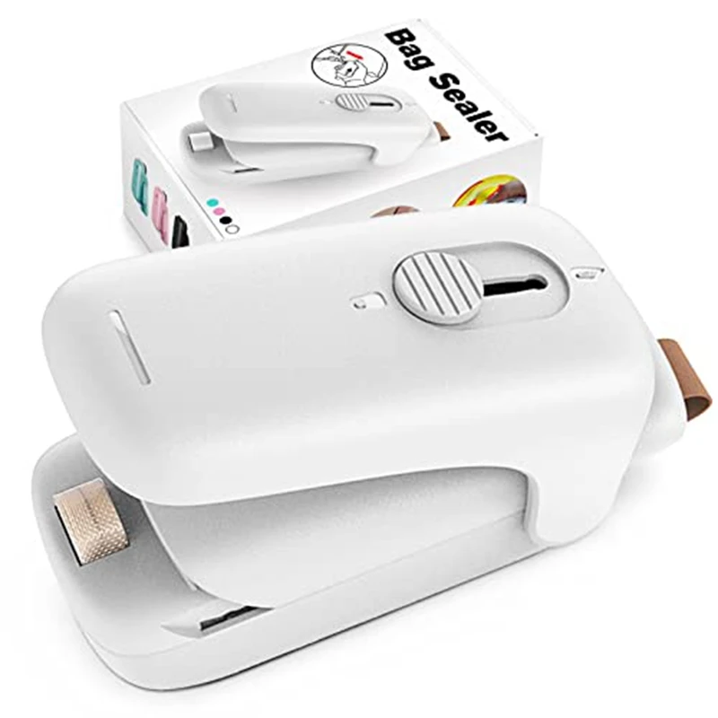 Mini sellador de bolsas al vacío de mano, máquina portátil de resellado para aperitivos, bolsas frescas de plástico, galletas