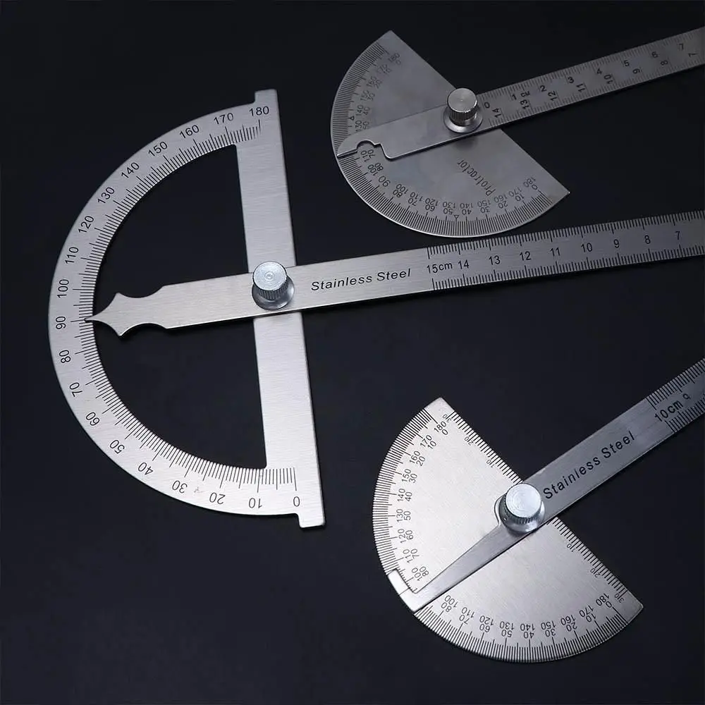 Supplies Measuring Ruler Stainless Steel Caliper Round Head Angle Ruler 180 Degree Protractor Protractor Adjustable Protractor