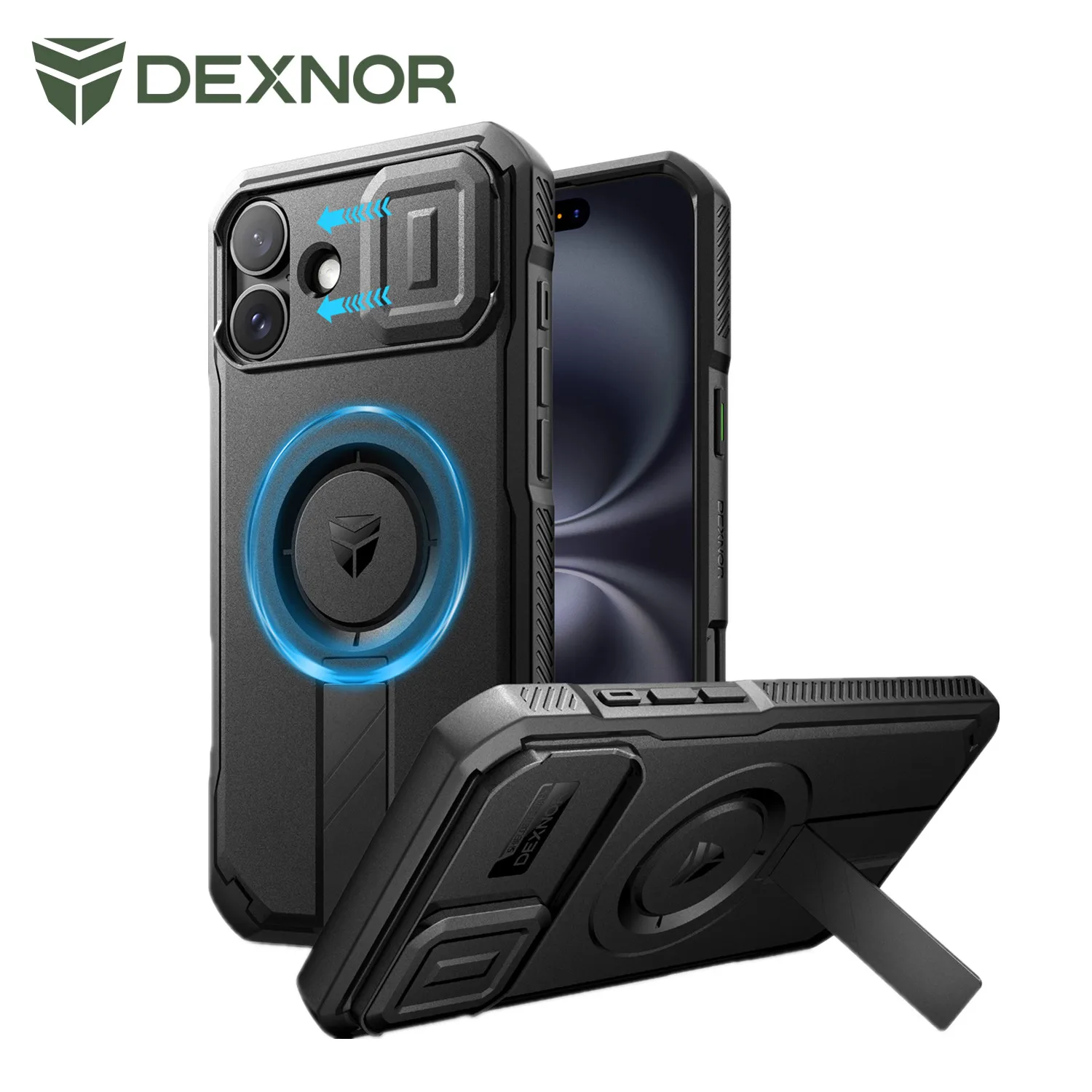 For iPhone 16 Pro Max Case with Slide Camera Cover & Adjustable Kickstand Rugged Shockproof Protective Heavy-Duty Bumper Cases