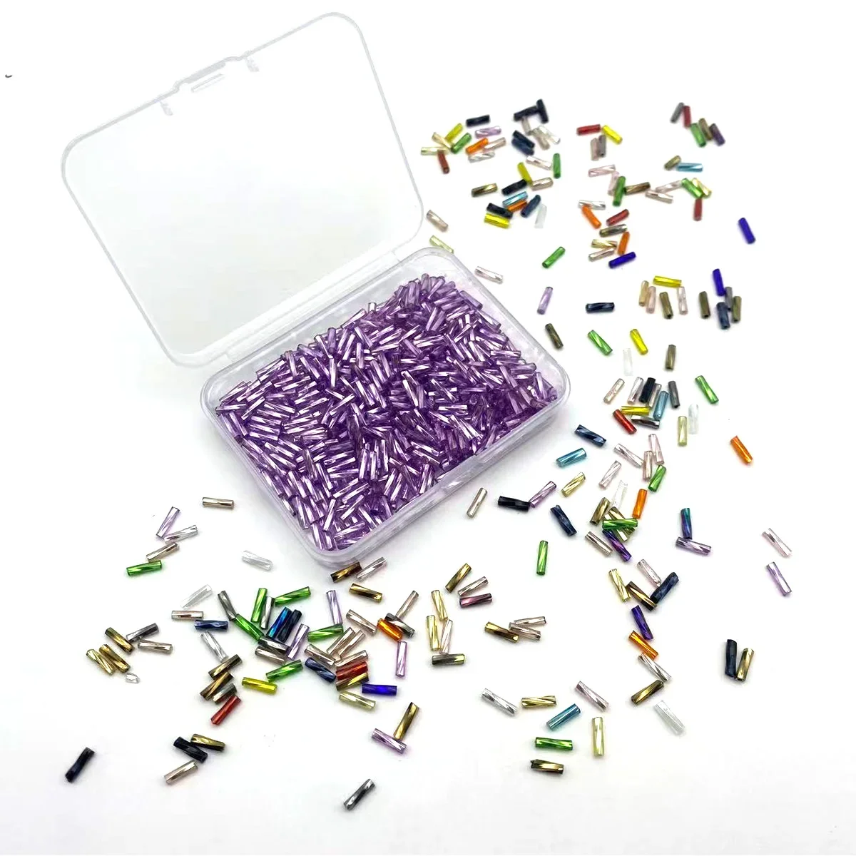 

Internal silver plated spiral tube 2 * 7mm Glass tube shaped dispersed beads Handmade DIY bracelet necklace making materials