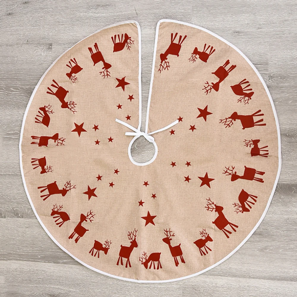 

Christmas Tree Skirt Festival Ornaments Xmas Tree Home Decor Merry Christmas Props Burlap Red Deer Pattern