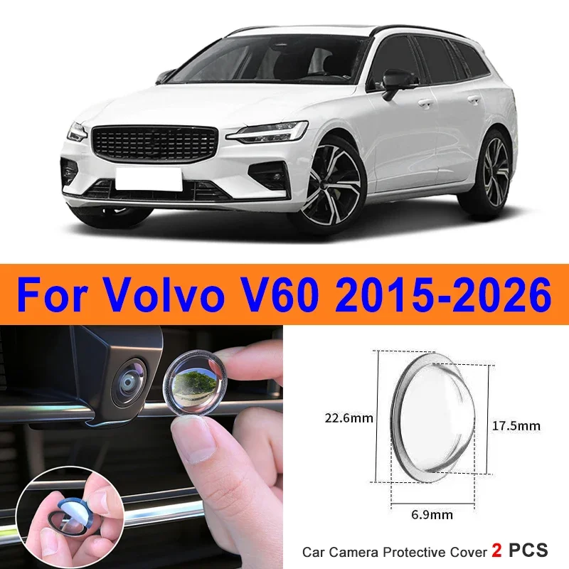 

360 Reverse Image Car Camera Cover Anti-Scratch PC Lens Protector Stickers For Volvo V60 2015-2026 2Pcs