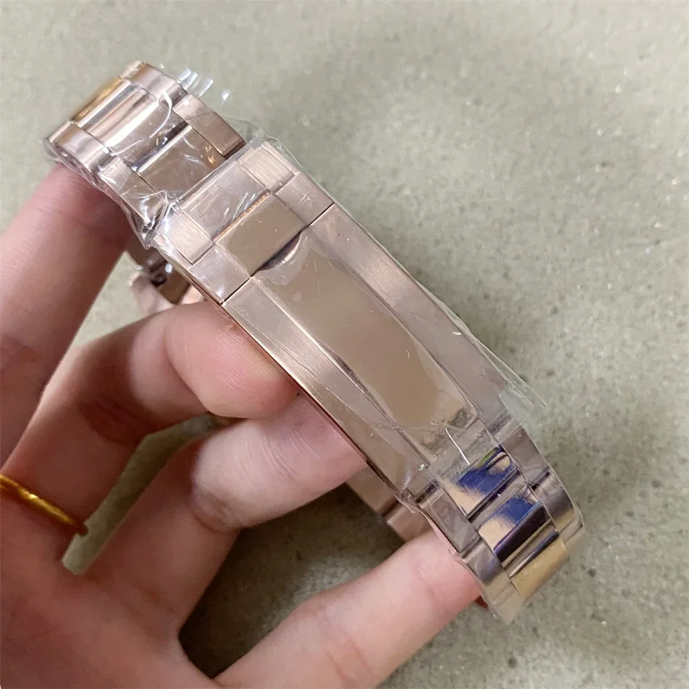 36mm 39mm Rose Gold Case Strap Set Transparent Bottom Sapphire Glass Watch Case Fits for NH35 NH36 4R Movement Men Women Watch