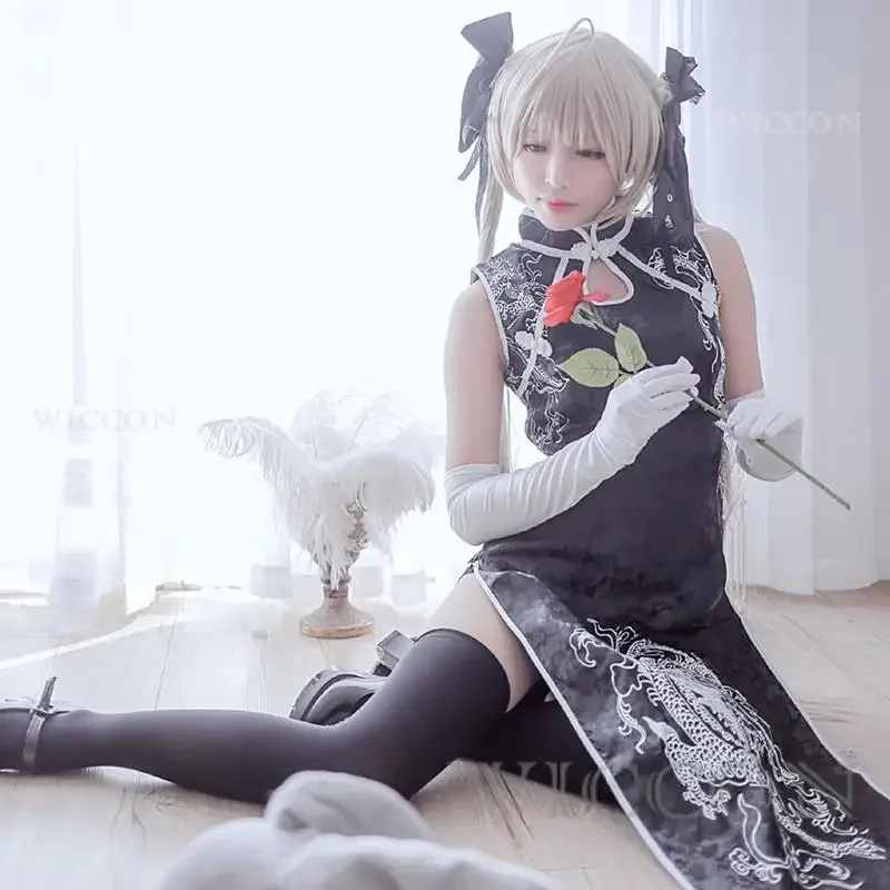 Yosuga No Sora Kasugano Sora Cosplay Kostuum Pruik Cheongsam Qipao Sexy Jurk Halloween Kostuum Voor Vrouwen Meisjes