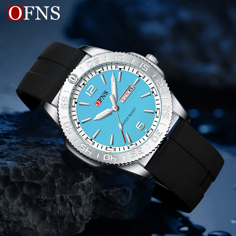 OFNS Top Brand Luxury Men\'s Quartz Watches Military Waterproof Clock Mans Business Silicone Sports Watches Watch for Men Relogio