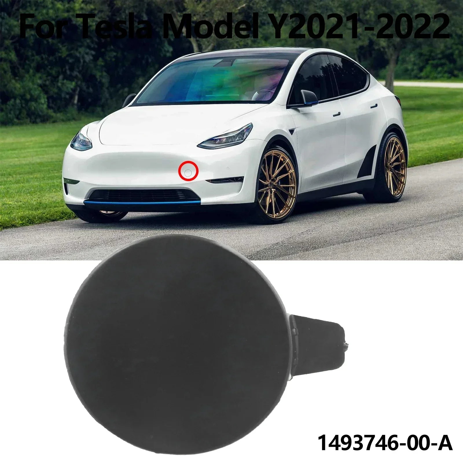 Tow Hook Front TOW CAP Plastic 1493746-00-A Black Front For Tesla Model Y 2021-2022 For Tesla Model Y 2021-2022