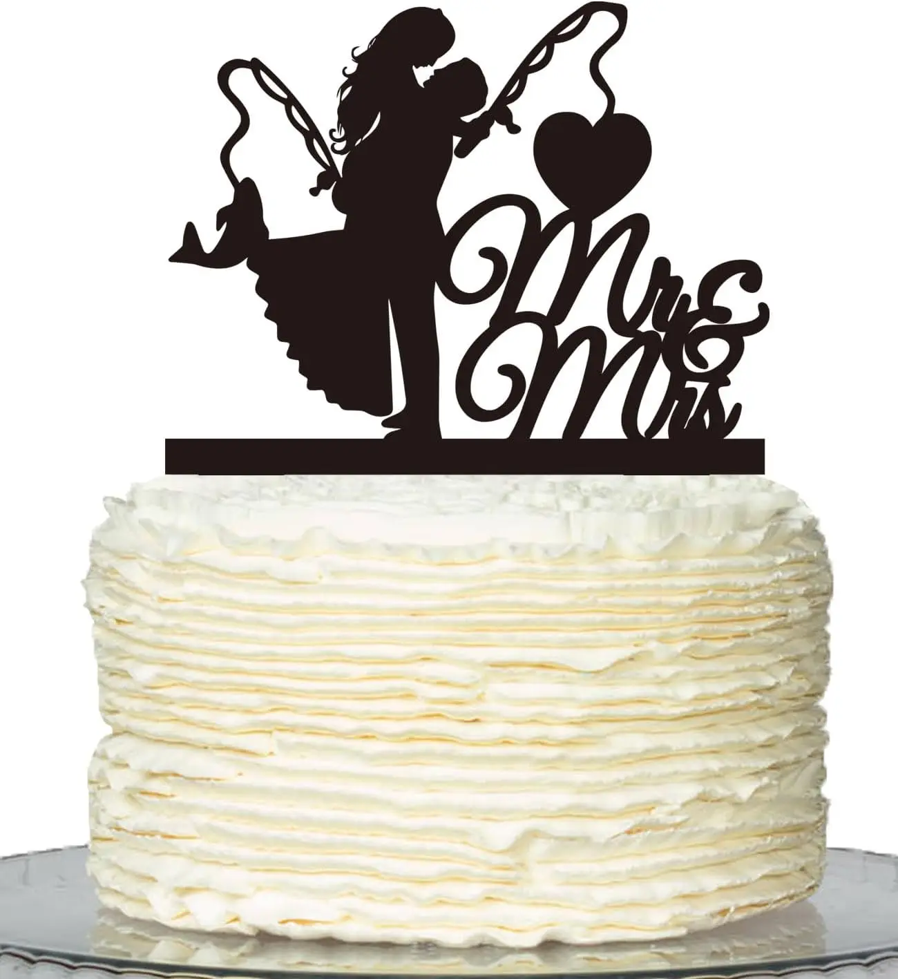 

Fishing Wedding Cake Topper,Fishing Funny Mr & Mrs, Bride and Groom Wedding Party Decoration