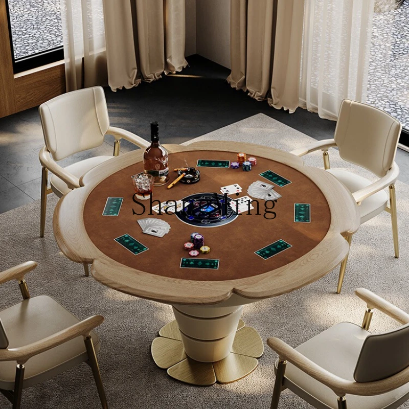 FG good-looking  Light Luxury Luxury Villa Clubhouse Modern Ash Wood Chess and Card Room Round Table Chair