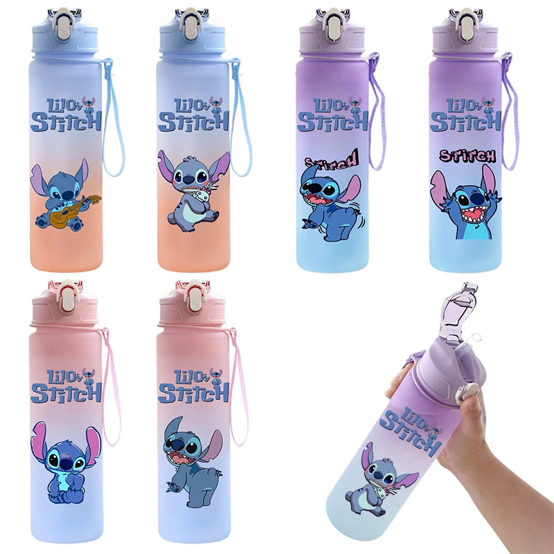 Disney Lilo Stitch 750ml Water Cup Anime Portable Children Cute Plastic Cartoon Outdoor Sport Large Capacity Water Bottle Gift