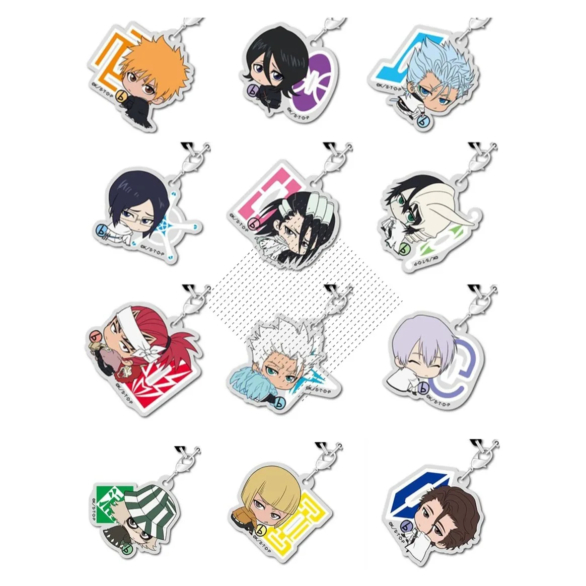 Game Kisuke Urahara Byakuya Kuchiki Toushiro Hitsugaya Ichigo Kurosaki Keychain Doll Anime Acrylic Keyring Pendant for Gift