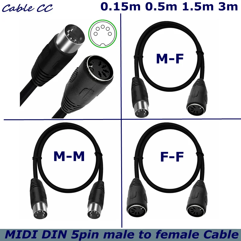 

MIDI Keyboard Connection Sound Card Cable DIN 5pin male to female Connection Extension Cable for TV, Surveillance Camera, LED