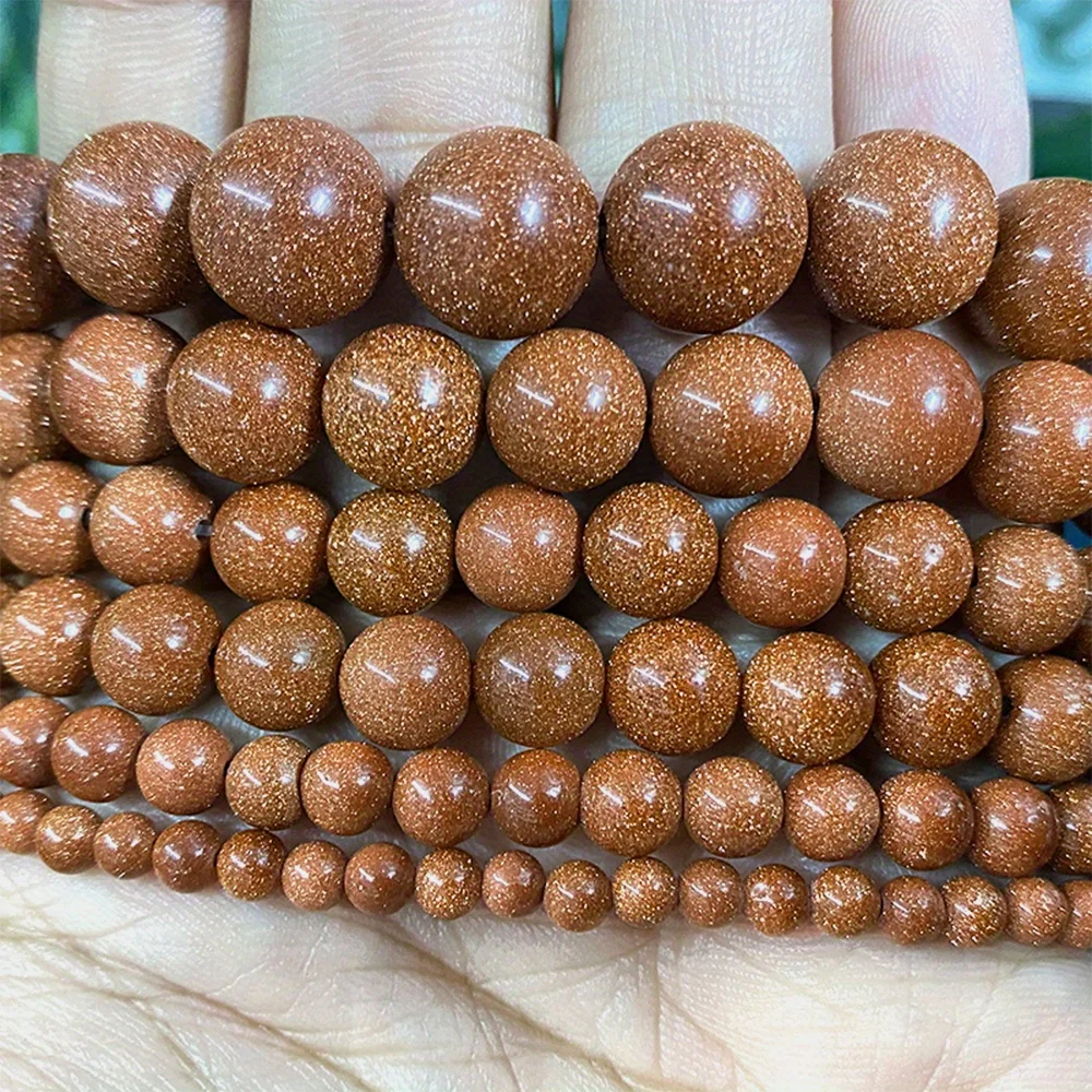 1 Strand Natural Gold Sandstone Beads Round Loose Spacer Bead 4-12mm for Jewelry Making Bracelet Necklace DIY Supplies 15
