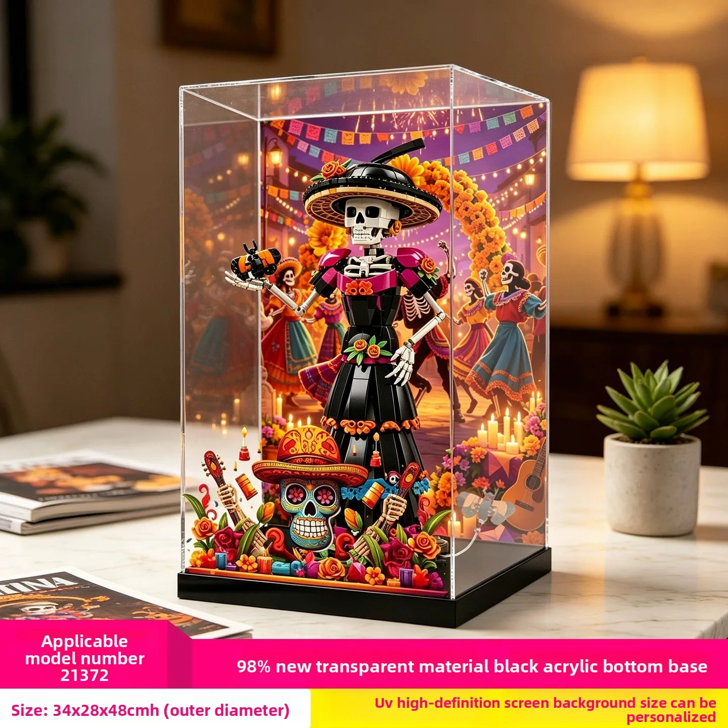 Acrylic Dustproof High-Clear Display Case for LEGO 21372 The Katrina Skeleton Figure Model