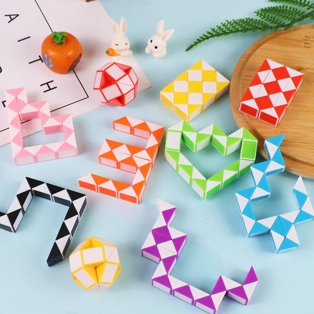 10Pcs Folding Magic Snake Ruler Puzzle Cube Antistress Educational Toys for Kids Birthday Party Favors Goodie Bag Pinata Fillers