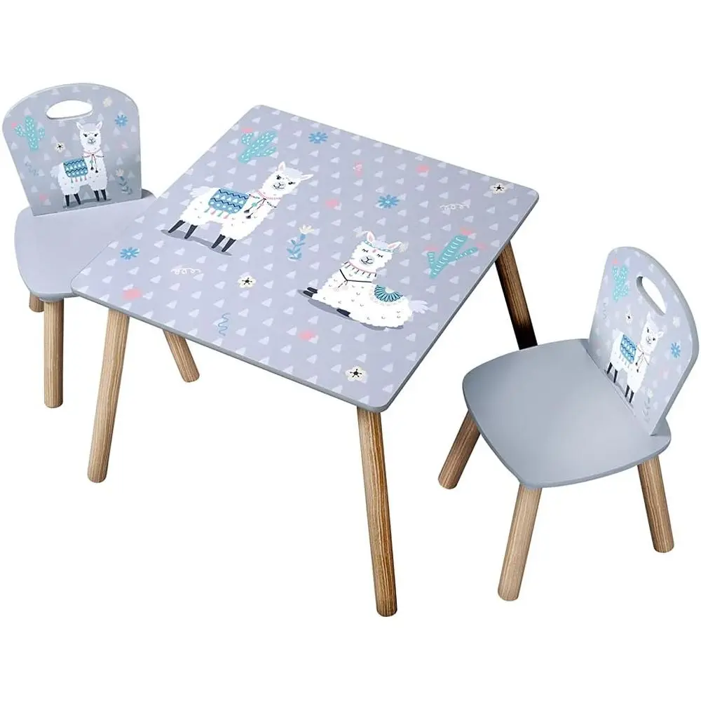 

Gray Children's Square Table and 2 Chairs Set, 55x55x45 cm Table, 27.5x27.5x50.5 cm Chairs