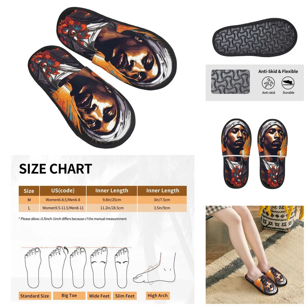 

Rapper Tupac Men Women Furry slippers,fashion Color printing special Home slippers,Neutral slippers pantoufle homme