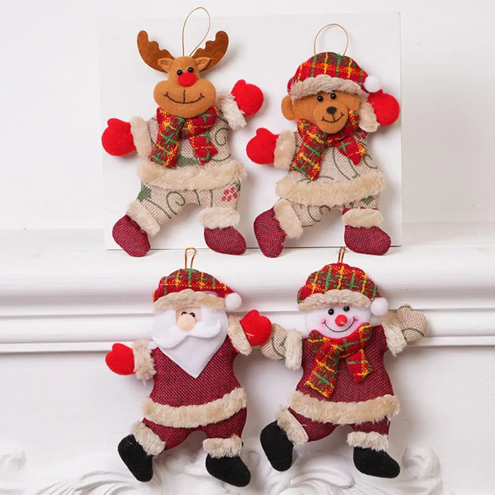 

Snowman Decoration Festive Plush Christmas Ornaments Snowman Santa Elk Bear Doll Figurines Mini Snowman Family for Christmas