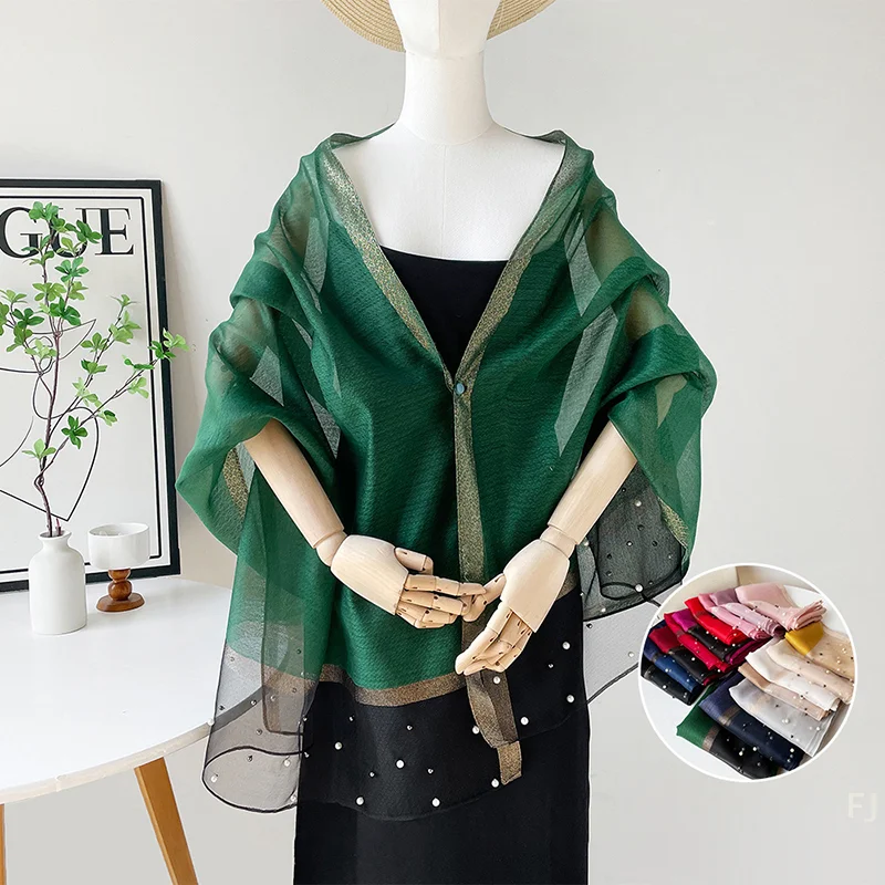 

[YU]Luxury Brand Women Fashion Scarf Plain Solid Silk Linen Shawls Scarves Summer Lady Bandanas Foulard Hijab