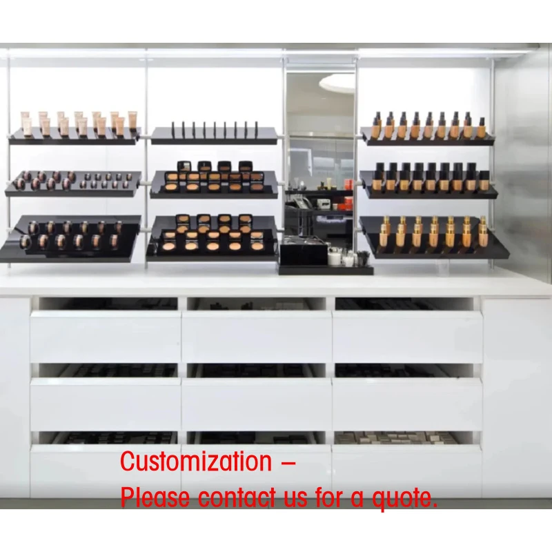 

custom.High Quality Cosmetic Display Cabinets LED Lighting Easy Clean Minimalist Design Customizable Storage Retail Stores C