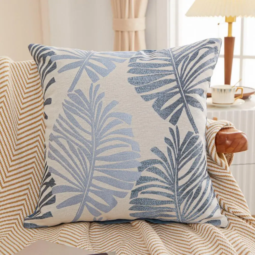 Decorative Pillowcase Palm Leaf Printed Decorative Pillow Cover with Hidden Zipper Soft Wear Resistant Washable for Bedroom