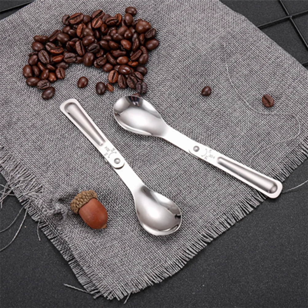 

5Pcs Foldable Stainless Steel Spoon Creative Portable Design Easy Clean Rust Resistant Soup Dessert Coffee Stirring Spoon