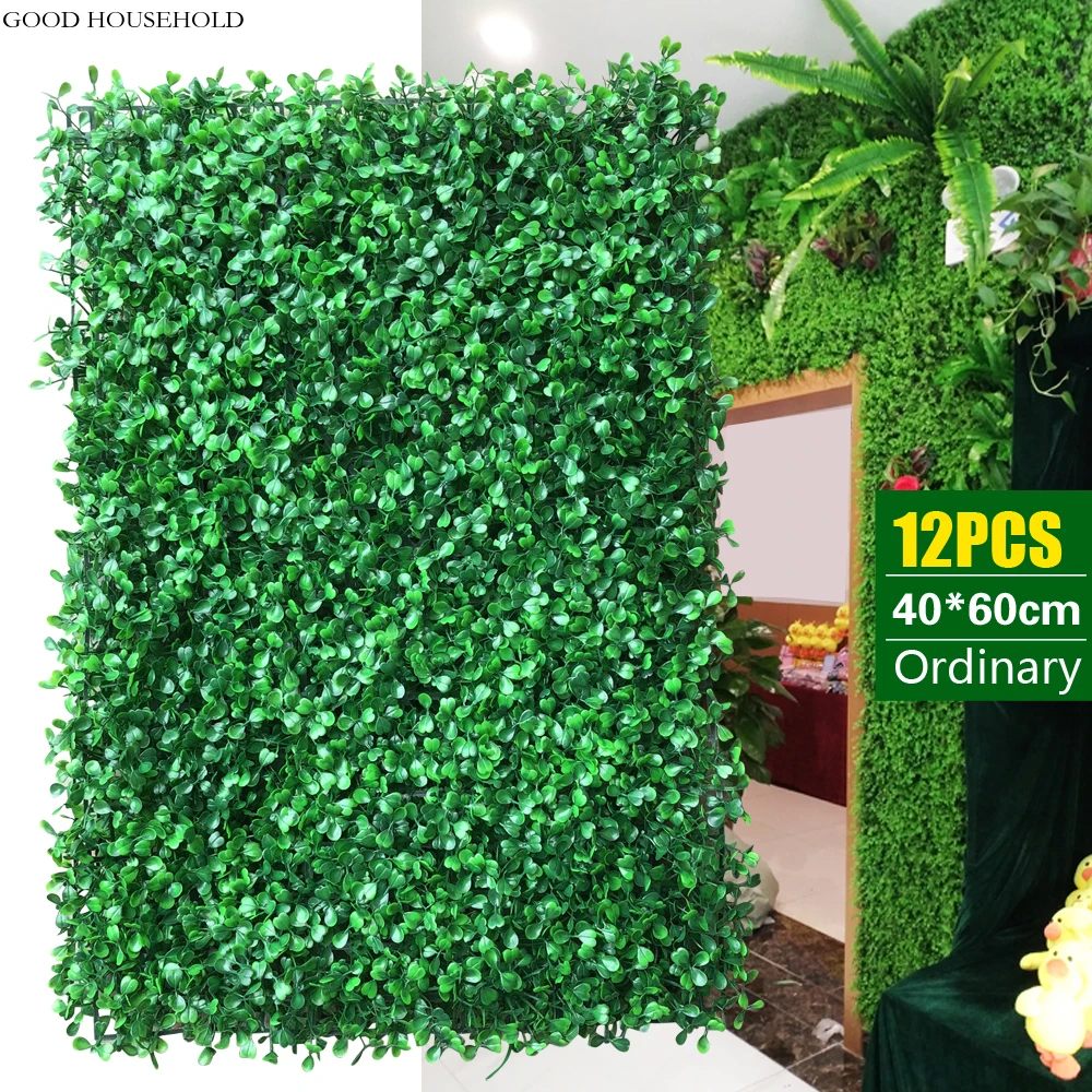 

12PCS Artificial Boxwood Wall Mat Topiary Hedge Panel Garden Yard Fence 60*40cm