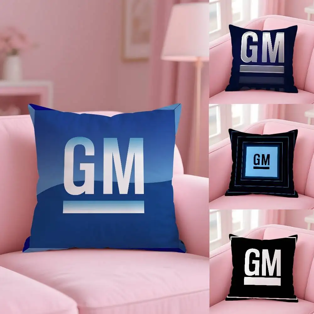 Logo G-General M-Motors Fashion Pillow Case Anti-dustmite Pillowcase Invisible zipper silky short plush Sofa cushion cover