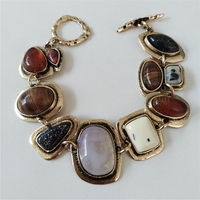 2025 New Indian Ethnic Vintage Bracelet Women Fashion Boho Statement Charm Metal Hollow Links Resin Stone Bracelets Jewelry