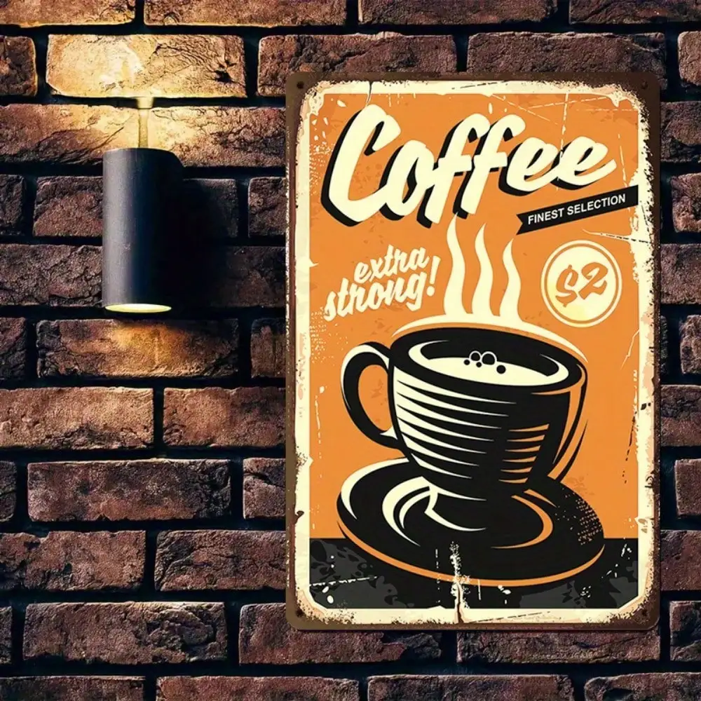 

1PC "Extra Strong Coffee" Tin Sign - Retro Cup Design & Bold Quote For Coffee Shops & Kitchens, 8x12in/20x30cm