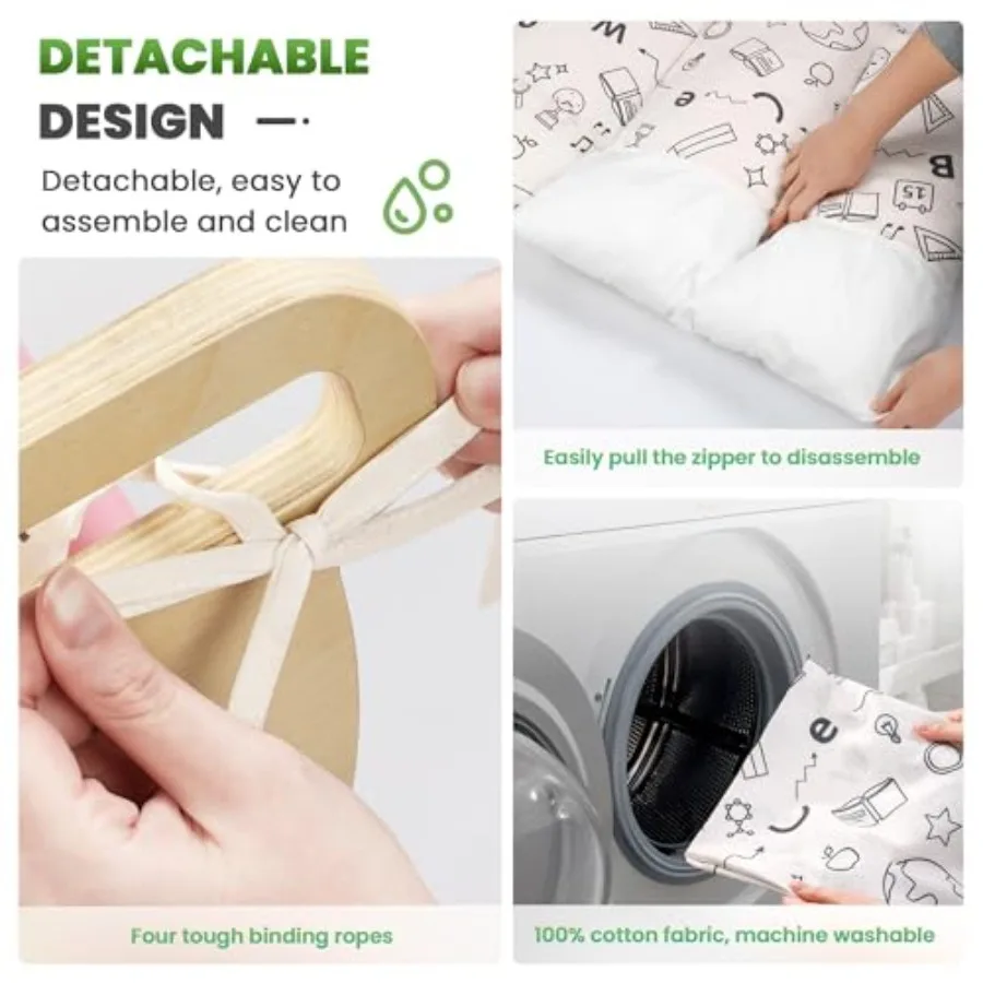 Zestaw Trójkąt Pikler z Poduszką 8-w-1 Zabawki do Wspinaczki dla Maluchów Filozofia Montessori Zabawa w Jungle Gym z Łukiem, Rampą i Drabinką