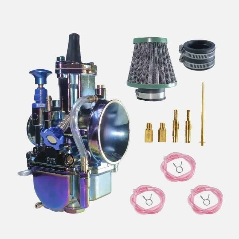 High Performance Universal Koso Carburetor Colorful electroplating PWK24 26 28 30 32 34mm With green filter Platinum Finish