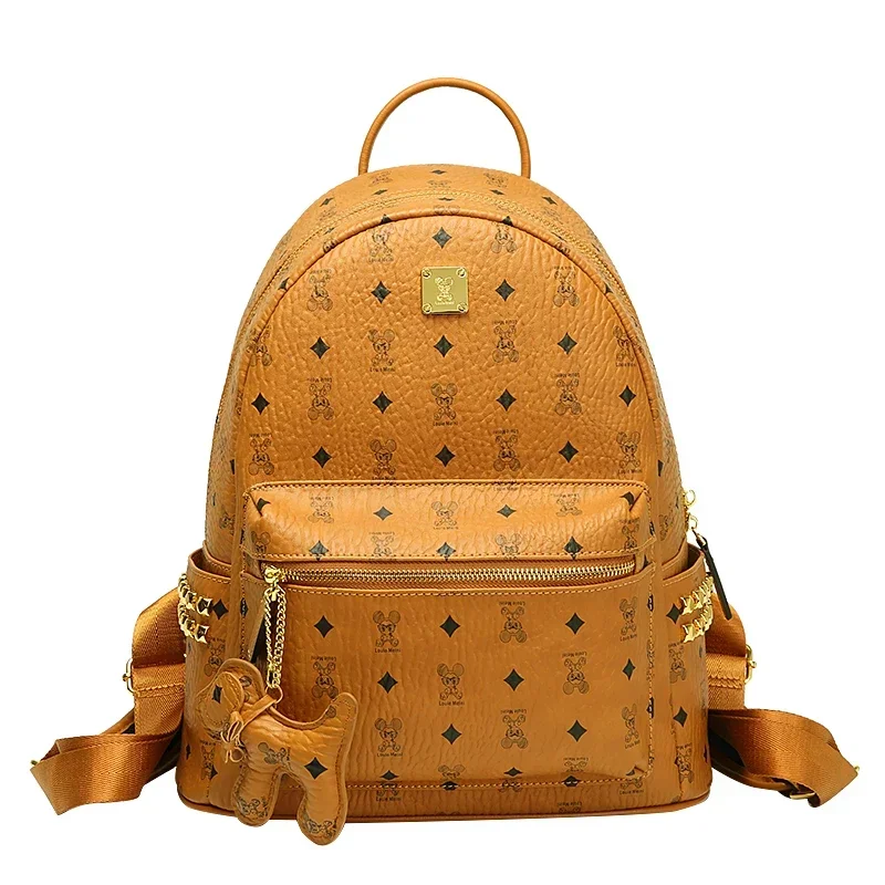 Sac à dos en cuir 2025, nouvelle mode printemps et été, niche haut de gamme rose, sac à dos de voyage de grande capacité