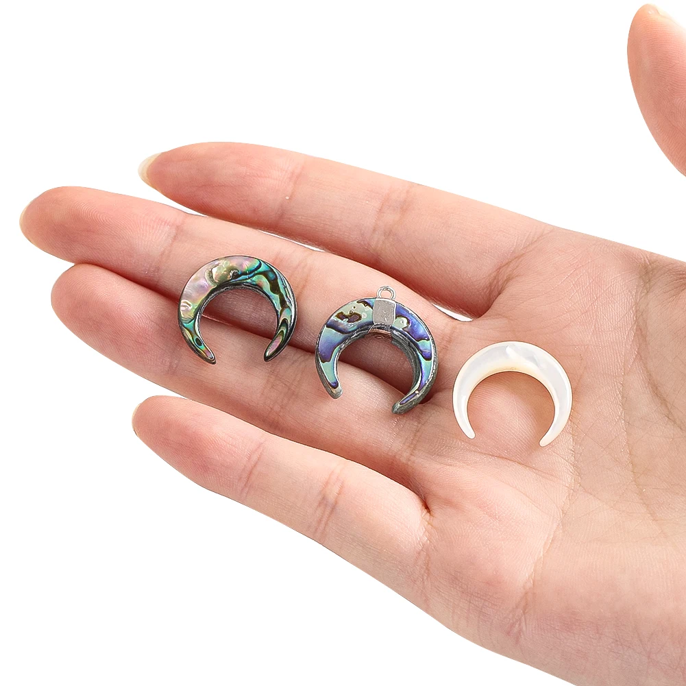 Natural Abalone Shell Mother of Pearl Crescent Moon Pendant DIY Making Charms for Necklaces Earrings Women's Jewelry Accessories