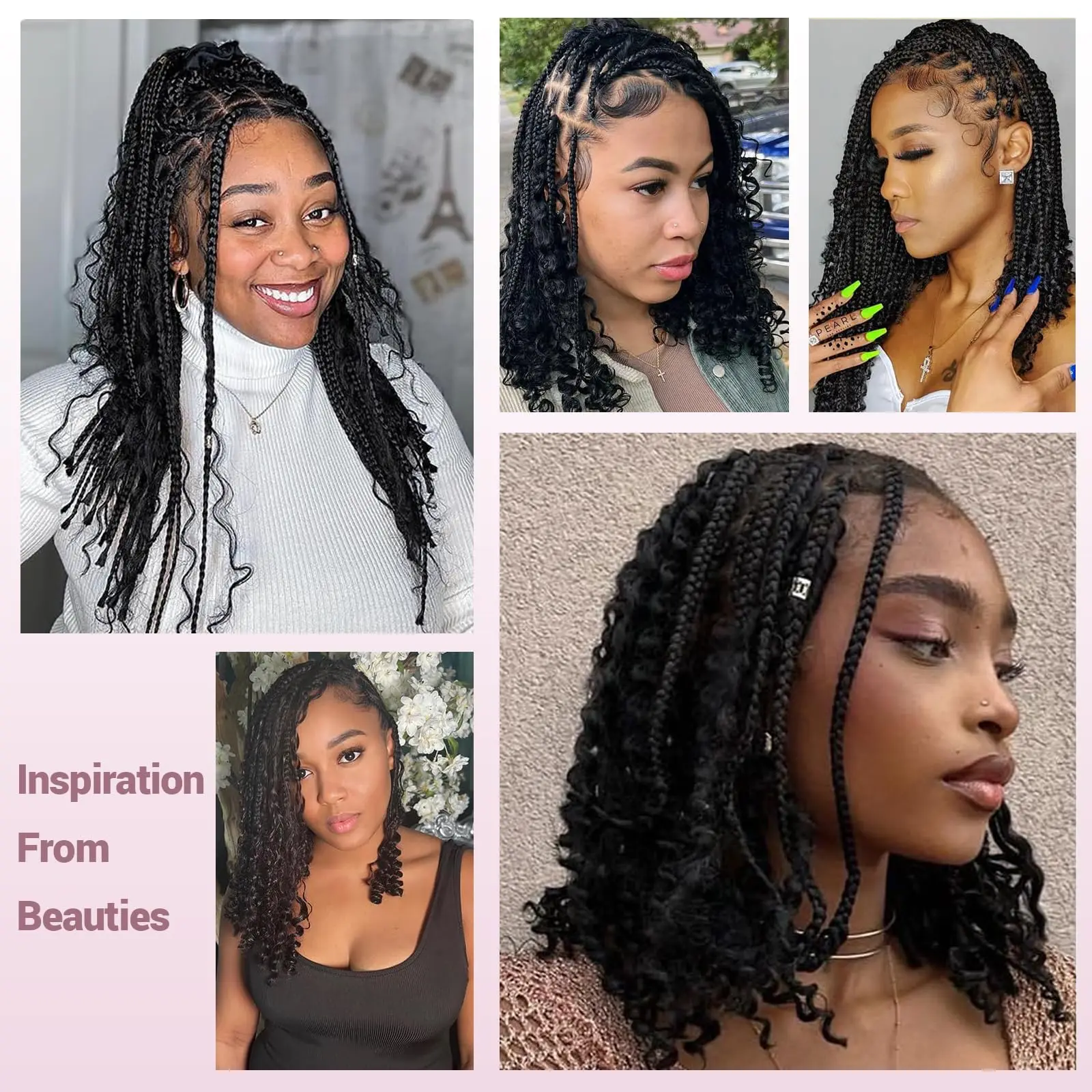 Boho Knotless Goddess Braid Wigs 16 Inch Full Lace Frontal Curly Wig for Black Women Synthetic Handmade Braided Hair Daily Use
